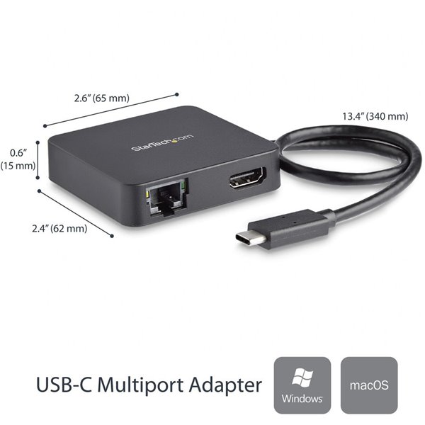 StarTech.com USB C Multiport Adapter - Portable TB3/USB Type-C Mini Dock 4K HDMI - GbE, USB 3.0 Hub – Image 4