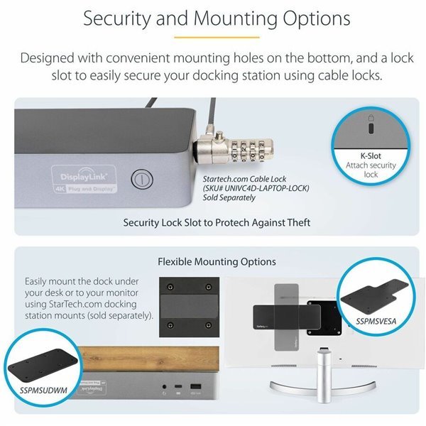 StarTech.com Universal Laptop Docking Station, Hybrid USB-C & USB-A Dock, Dual 4K DP/HDMI, 100W PD, Mac/Win/Chrome, GbE – Image 16