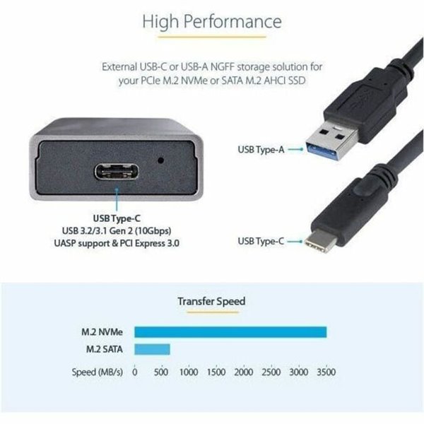 StarTech.com USB-C 10Gbps M.2 PCIe NVMe or M.2 SATA SSD Enclosure - Tool-free M.2 SSD Aluminum Case – Image 11